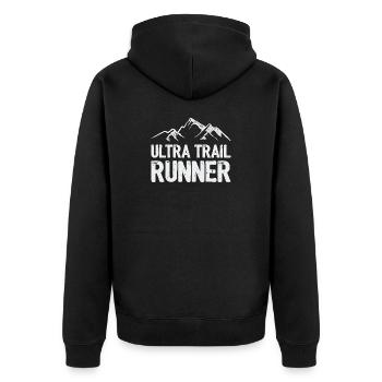 Ultra Trail Runner - Unisex Premium Bio Zip Hoodie - Schwarz - Hinten - Nico (187cm)