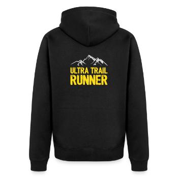 Coureur d’ultra-trail - Veste à capuche bio Premium Unisexe - noir - Dos - Nico (187cm)