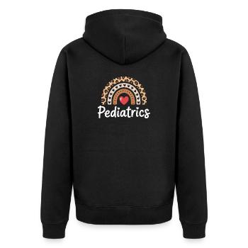 Pediatrics Rainbow Heart - Unisex Premium Organic Zip Hoodie - black - Back - Nico (187cm)