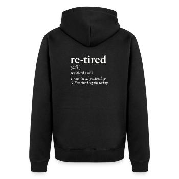 Ruhestand Rente Definition Rentner Humor Lustig - Unisex Premium Bio Zip Hoodie - Schwarz - Hinten - Nico (187cm)