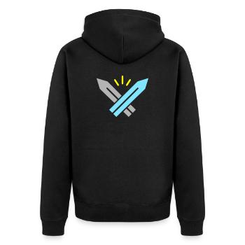 Pixel Schwerter RPG Gaming Retro Vektor - Unisex Premium Bio Zip Hoodie - Schwarz - Hinten - Nico (187cm)