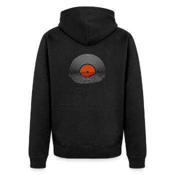 Abstract Sunset Line Art Design - Unisex Premium Bio Zip Hoodie - Schwarz - Hinten - Nico (187cm)