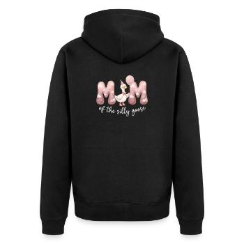 Mutter der Dummen Gans - Unisex Premium Bio Zip Hoodie - Schwarz - Hinten - Nico (187cm)