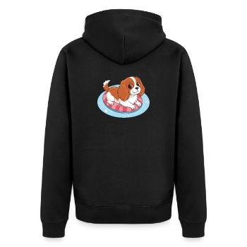 Sommerbojen-Schwimmerwelpe - Unisex Premium Bio Zip Hoodie - Schwarz - Hinten - Nico (187cm)