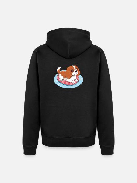 Summer Buoy Swimmer Puppy - Unisex Premium Organic Zip Hoodie - black