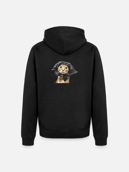 Katzenmantel-Geist im Schatten - Unisex Premium Bio Zip Hoodie - Schwarz