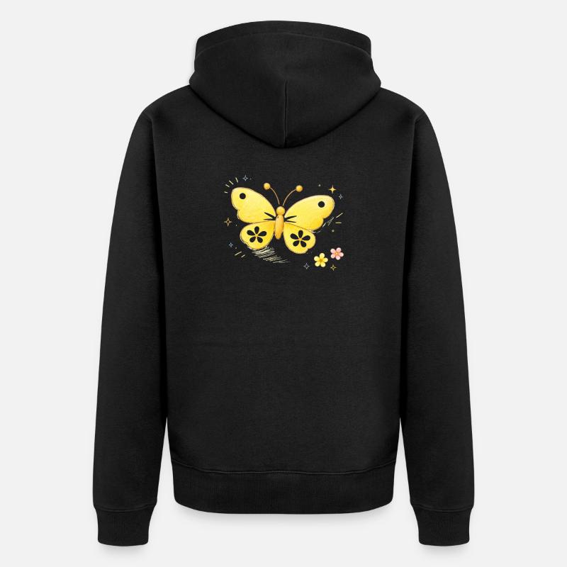 Printemps jaune papillon - Veste à capuche bio Premium Unisexe - noir