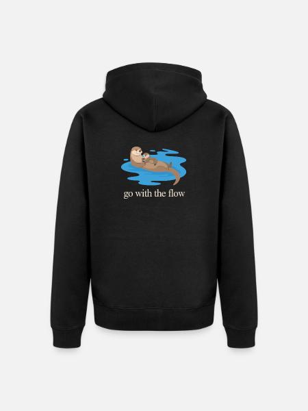 Otter Duo Go With The Flow - Unisex Premium Organic Zip Hoodie - black