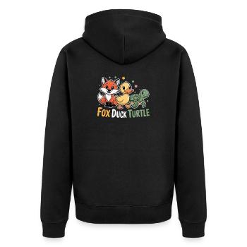  Fuchs Ente Schildkröte Niedliche Tierfreunde - Unisex Premium Bio Zip Hoodie - Schwarz - Hinten - Nico (187cm)