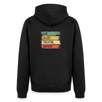 Eat Sleep Theatre Repeat - Unisex Premium Bio Zip Hoodie - Schwarz - Hinten - Nico (187cm)