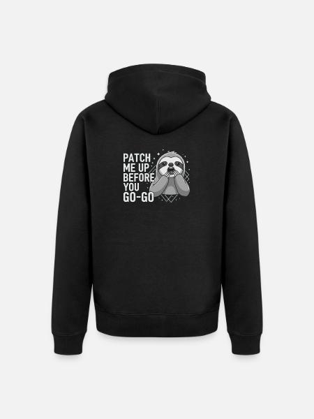 Patch Me Up Cyber Security Faultier - Unisex Premium Bio Zip Hoodie - Schwarz