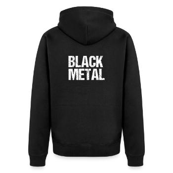 Texte vieilli Black Metal - Veste à capuche bio Premium Unisexe - noir - Dos - Nico (187cm)