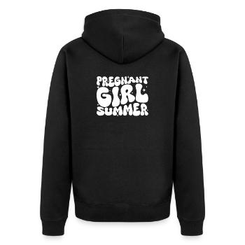 Annonce de grossesse d’été de fille enceinte bébé - Veste à capuche bio Premium Unisexe - noir - Dos - Nico (187cm)
