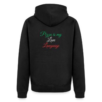 Pizza love letter - Unisex Premium Bio Zip Hoodie - Schwarz - Hinten - Nico (187cm)