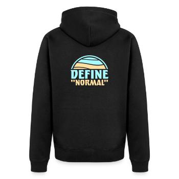 Define Normal Lustig Sarkastisch Definition Grafik - Unisex Premium Bio Zip Hoodie - Schwarz - Hinten - Nico (187cm)