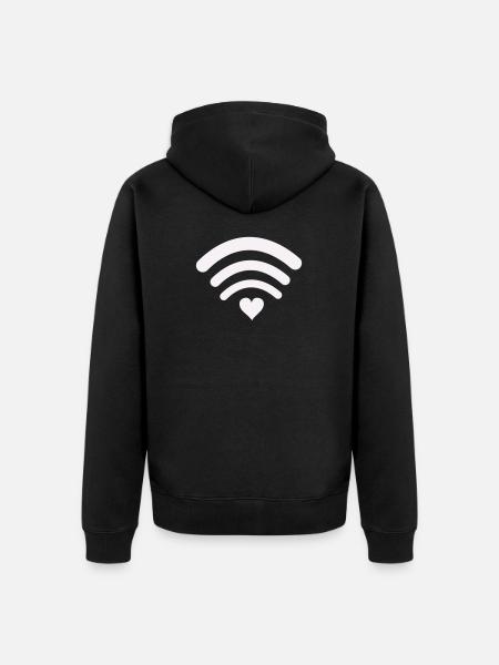 Wifi Love Heart Wifi Design - Unisex Premium Organic Zip Hoodie - black