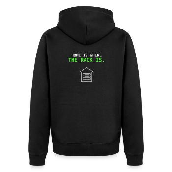 Home Is Where The Rack Is IT Sysadmin Geschenk - Unisex Premium Bio Zip Hoodie - Schwarz - Hinten - Nico (187cm)