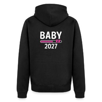 Baby 2027 - Unisex Premium Bio Zip Hoodie - Schwarz - Hinten - Nico (187cm)