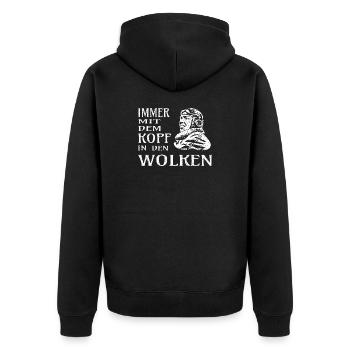Pilot - Unisex Premium Bio Zip Hoodie - Schwarz - Hinten - Nico (187cm)