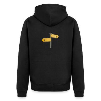Panneau de randonnée panneau indicateur - Veste à capuche bio Premium Unisexe - noir - Dos - Nico (187cm)