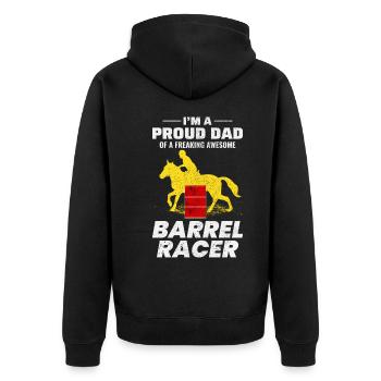 Barrel Racer Pferderennen Rodeo Papa Vatertag - Unisex Premium Bio Zip Hoodie - Schwarz - Hinten - Nico (187cm)