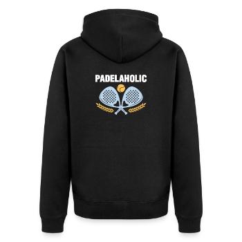 Padel Tennis Padelaholic - Unisex Premium Organic Zip Hoodie - black - Back - Nico (187cm)