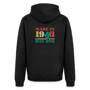 Made in 1993: Legendary Since Day One - Unisex Premium Organic Zip Hoodie - black - Back - Nico (187cm)