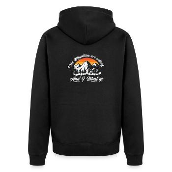 mountain, hiking, hiking - Unisex Premium Organic Zip Hoodie - black - Back - Nico (187cm)