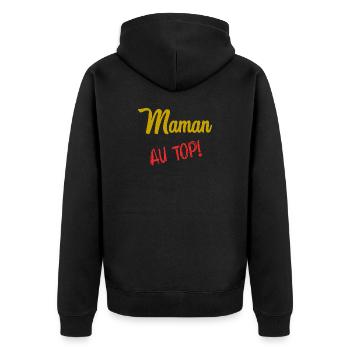 SCHÖNEN MUTTERTAG. MAMA. MUTTERTAG - Unisex Premium Bio Zip Hoodie - Schwarz - Hinten - Nico (187cm)
