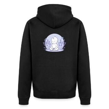 Baby in lavender - Unisex Premium Organic Zip Hoodie - black - Back - Nico (187cm)