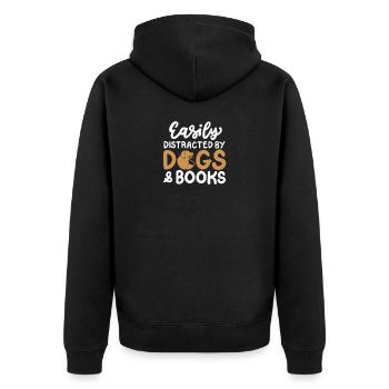 Hundebesitzer Buchliebhaber - Unisex Premium Bio Zip Hoodie - Schwarz - Hinten - Nico (187cm)