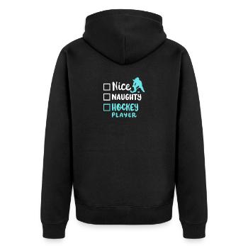 Eishockey Eishockeyspielerin - Unisex Premium Bio Zip Hoodie - Schwarz - Hinten - Nico (187cm)