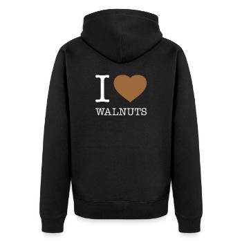 I LOVE WALNUTS - Unisex Premium Organic Zip Hoodie - black - Back - Nico (187cm)