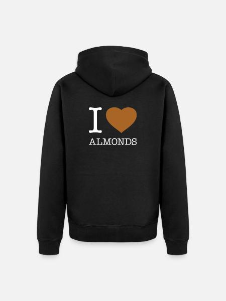 I LOVE ALMONDS - Unisex Premium Organic Zip Hoodie - black