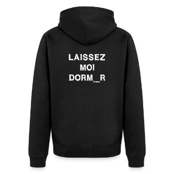 LET ME SLEEP! (sleep, night, nap) white - Unisex Premium Organic Zip Hoodie - black - Back - Nico (187cm)