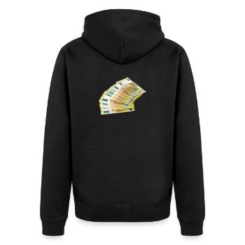 Conception noble des billets en euros - Veste à capuche bio Premium Unisexe - noir - Dos - Nico (187cm)