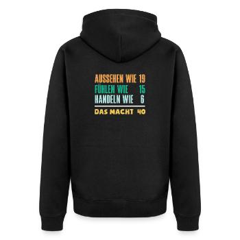 Lustiges 40. Geburtstag Geschenk Geburtstagsshirt - Unisex Premium Bio Zip Hoodie - Schwarz - Hinten - Nico (187cm)