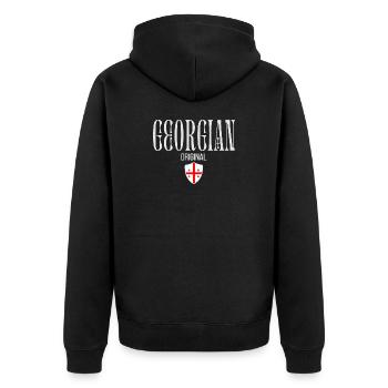 Géorgien d’origine, j’adore la Géorgie - Veste à capuche bio Premium Unisexe - noir - Dos - Nico (187cm)