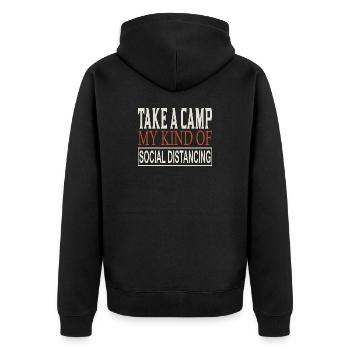 Take a Camp My Social Distancing - Unisex Premium Organic Zip Hoodie - black - Back - Nico (187cm)
