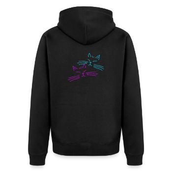 Katze Katzen Retro Vintage Party  - Unisex Premium Bio Zip Hoodie - Schwarz - Hinten - Nico (187cm)
