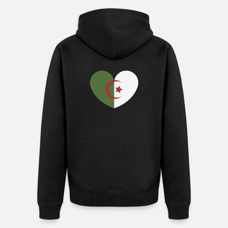 Drapeau du cœur de l’Algérie - Veste à capuche bio Premium Unisexe - noir