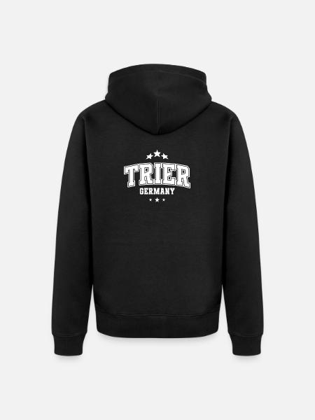 Trier Germany Emblem - Unisex Premium Organic Zip Hoodie - black