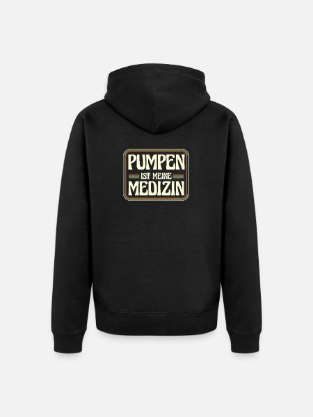 Pumpen is meine Medizin - Unisex Premium Bio Zip Hoodie - Schwarz
