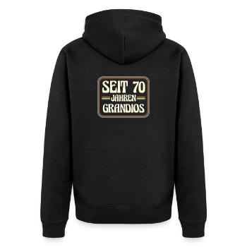 70 Jahre alt Geburtstag 70. Geburtstag - Unisex Premium Bio Zip Hoodie - Schwarz - Hinten - Nico (187cm)