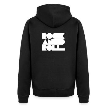 Rock and Roll Geometric Bold Cool Typography - Unisex Premium Organic Zip Hoodie - black - Back - Nico (187cm)