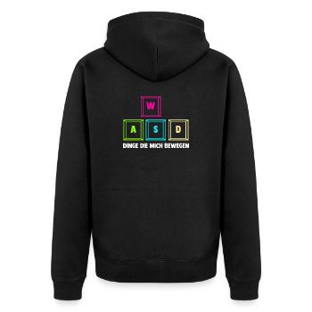 Zocken Computerspieler Zocker Gaming Gamer - Unisex Premium Bio Zip Hoodie - Schwarz - Hinten - Nico (187cm)