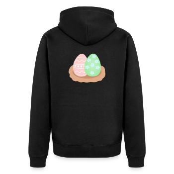 Pastel Easter Egg Duo in Nest - Unisex Premium Organic Zip Hoodie - black - Back - Nico (187cm)