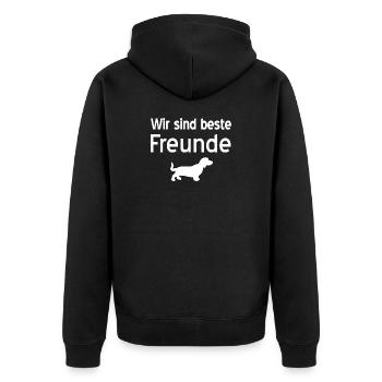 Dackel - Unisex Premium Bio Zip Hoodie - Schwarz - Hinten - Nico (187cm)