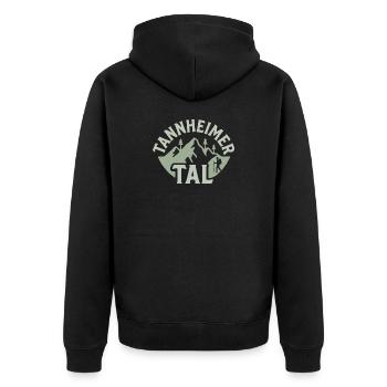 Tannheimer Tal,  Österreich - Berglandschaft Logo - Unisex Premium Bio Zip Hoodie - Schwarz - Hinten - Nico (187cm)