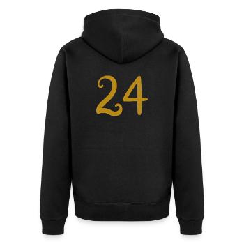 24 - Unisex Premium Bio Zip Hoodie - Schwarz - Hinten - Nico (187cm)